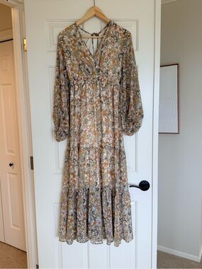 Magnolia Boutique Fall Sweetheart Floral Long Sleeve Midi Dress S